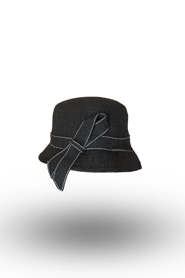 Palarie neagra funda eleganta cusaturi