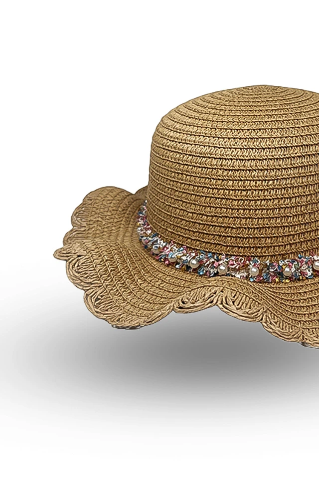 Palarie paie accesorii ondulata