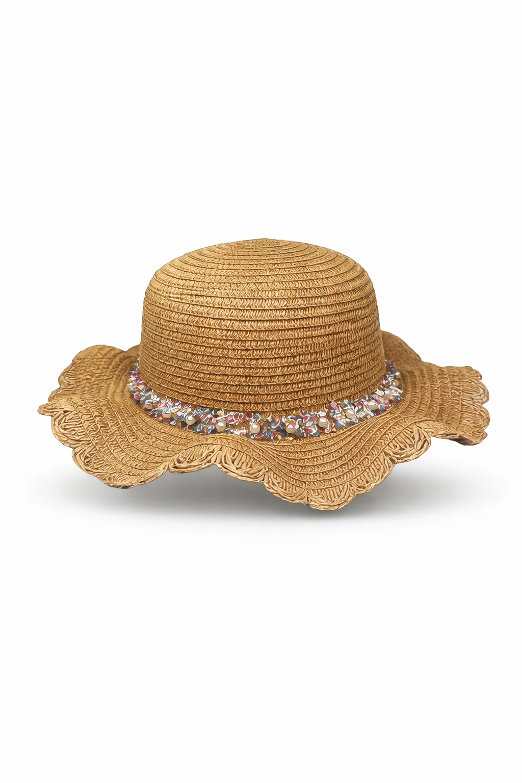 Palarie paie accesorii ondulata